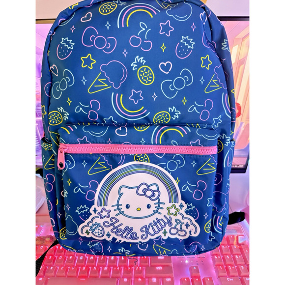 Sanrio Hello Kitty Backpack Laptop Travel 2024 Blue Neon Rainbow Fruit Ice Cream main image 13